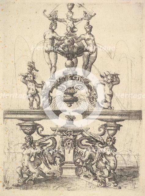 Design for a Fountain, Plate 119 from Dietterlin's Architectura, 1598. Creator: Wendel Dietterlin the Elder.