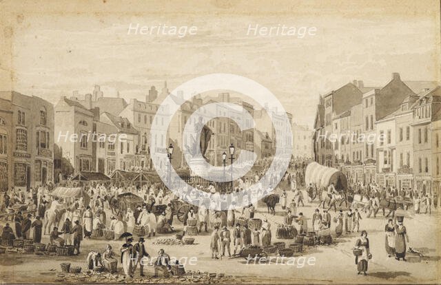Drawing - The Bull Ring & Nelson Statue, Birmingham, 1845. Creator: David Cox the Elder.