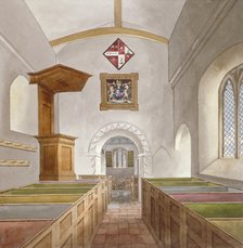 Interior of the Church of St Mary, Bedfont, Middlesex, 1805. Artist: Anon