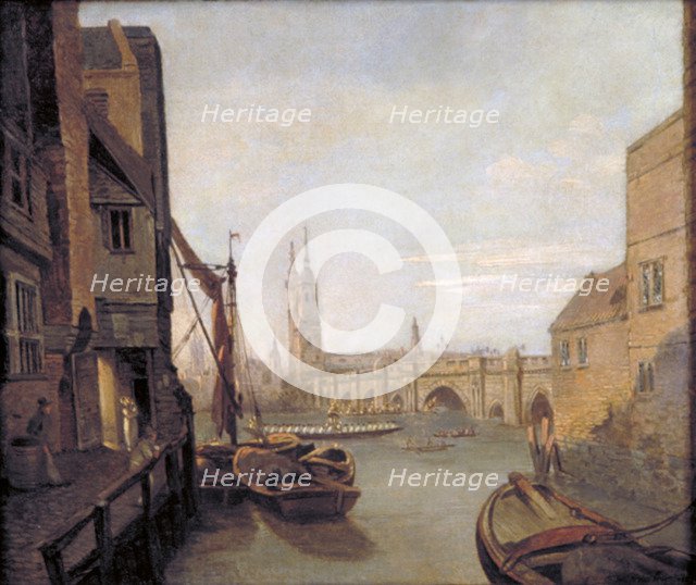 'London Bridge from Pepper Alley Stairs', 1788.                                                    Artist: William Marlow