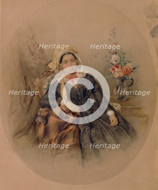 Portrait of Baroness Iuliania Ivanovna Klodt von Jürgensburg, 1845. Artist: Sokolov, Pyotr Fyodorovich (1791-1848)