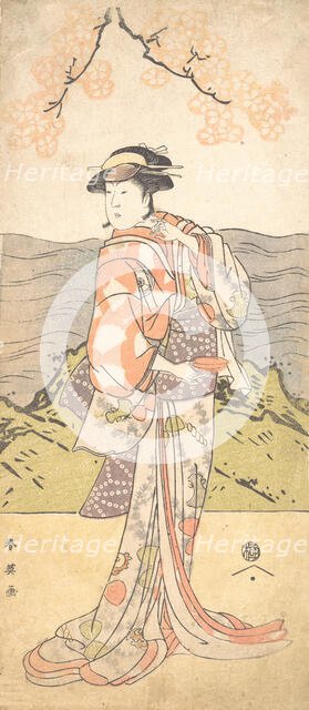 The Fourth Iwai Hanshiro as a Woman Standing Beneath a Cherry Tree, ca. 1792? Creator: Katsukawa Shun'ei.