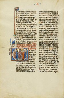 Initial C: Two Attorneys and Clients before a Judge; Vidal Mayor, about 1290-1310. Creator: Unknown.