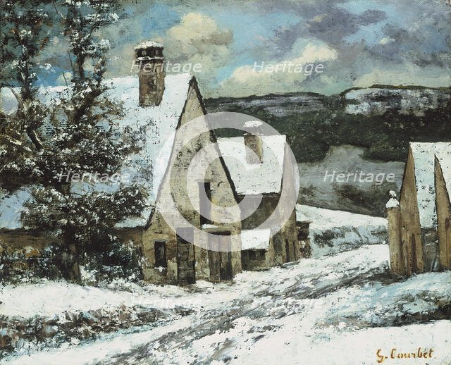 Village Edge in Winter, c1868. Creator: Gustave Courbet.