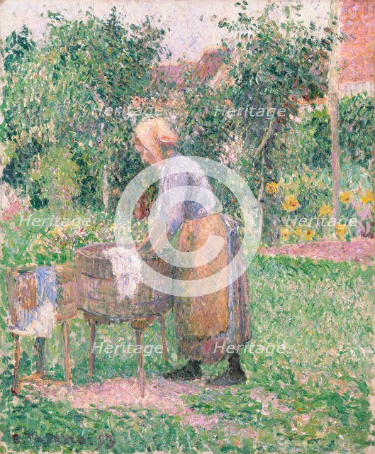 A Washerwoman at Éragny, 1893. Creator: Camille Pissarro.