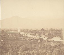 Town on Plain with Mountain in Background, 1860s. Creator: Unknown.