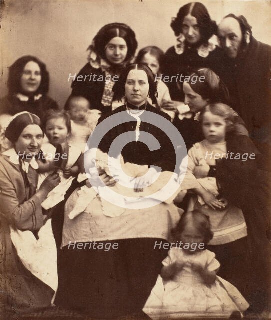 Mr. and Mrs. R. B. Tennent, Mrs. E. H. Yates, Mrs. Brandram, their Children and Three Nurses, 1850s. Creator: Unknown.