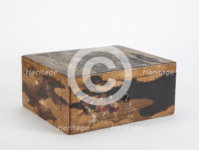 A makimono box decorated with scenes from the Genji romance, Momoyama period, 16th century. Creator: Unknown.