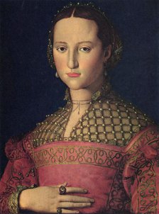 Portrait of Eleanor of Toledo (1522–1562), wife of Grand Duke Cosimo I de' Medici, c1545.  Creator: Bronzino, Agnolo (1503-1572).