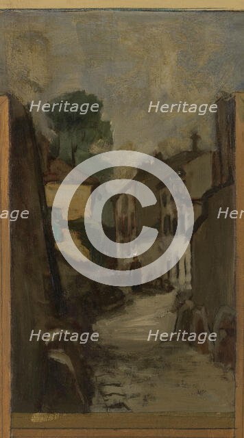 Sketch for the town hall of Vanves. Views of Vanves with the Church of Vanves, 1902. Creator: Paul Leon Felix Schmitt.