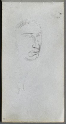 Sketchbook, page 61: Face, 3/4 view profile. Creator: Ernest Meissonier (French, 1815-1891).