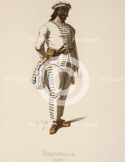 Commedia dell´arte. The servant Brighella, costume image of Maurice Sand, 1862.
 Creator: Unknown.