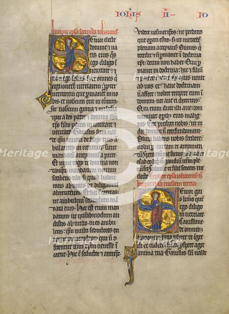 Initial S: Saint John the Evangelist with a Book; Concluding Volume of a Bible, about 1260-1270. Creator: Unknown.