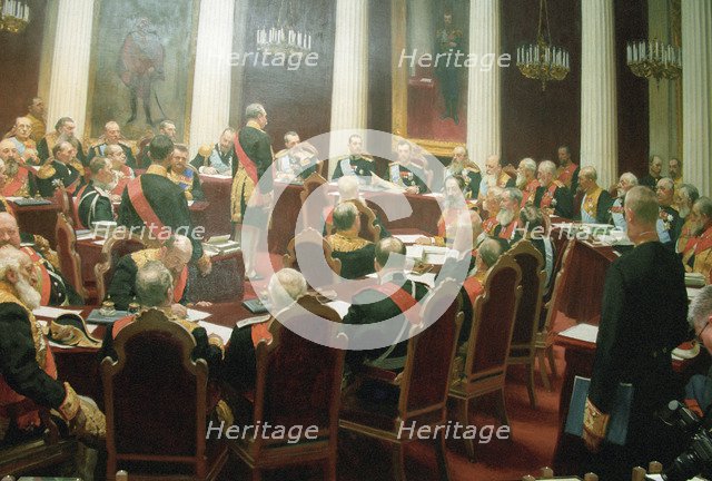 The ceremonial session of the State Council of Imperial Russia on May 7, 1901, 1903. Artist: Kulikov, Ivan Semyonovich (1875-1941)