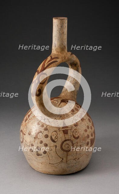 Stirrup Spout Vessel with Fineline Bean Warrior Motif, 100 B.C./A.D. 500. Creator: Unknown.