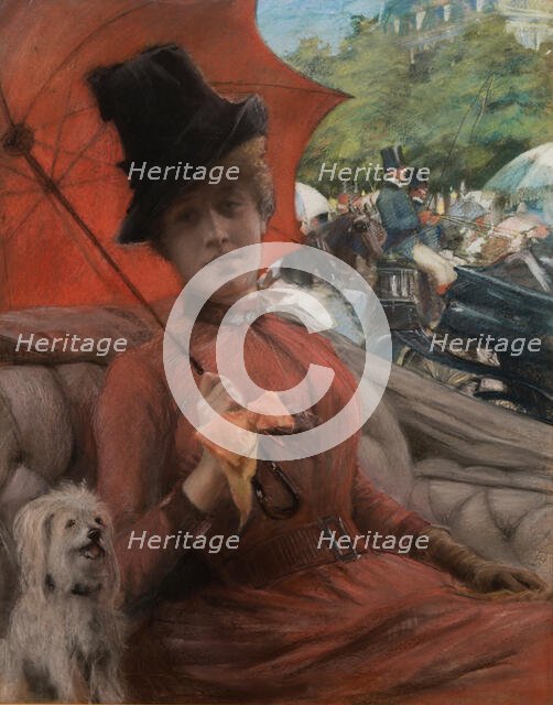 Au bois de Boulogne (Driving on Champs-Elysées). Creator: Edelfelt, Albert Gustaf Aristides (1854-1905).