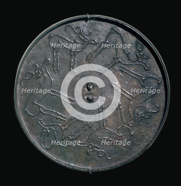 Back of an early Russian bronze mirror. Artist: Unknown