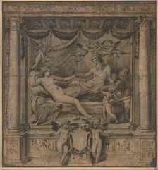 Jupiter and Juno: Study for the 'Furti di Giove' Tapestries, ca. 1532-35. Creator: Perino del Vaga.