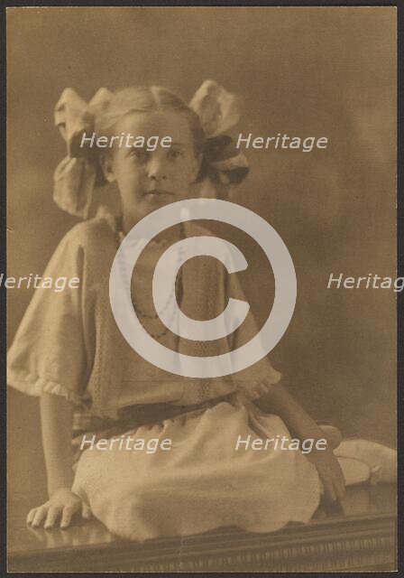 Portrait of a Girl with Big Bows, 1907-1943. Creator: Louis Fleckenstein.