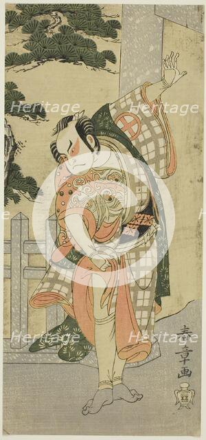 The Actor Otani Hiroji III in a Stage Pose (Mie) before a Shrine Gateway, Japan, c. 1769/1770. Creator: Shunsho.