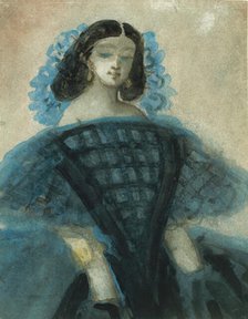 Young Woman in a Blue and Black Dress, ca. 1863 (?). Creator: Constantin Guys.