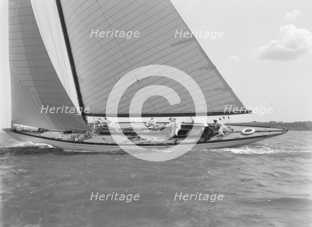 Unknown yacht sailing close-hauled. Creator: Kirk & Sons of Cowes.