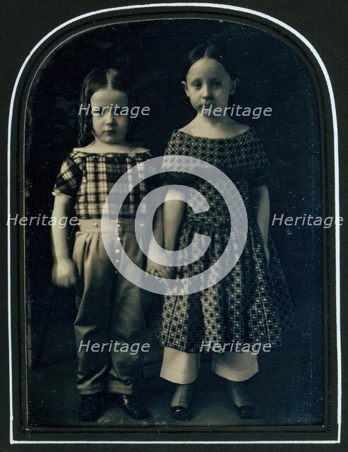 [Boy and Girl Holding Hands], ca. 1850. Creator: Bennet.