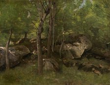 Rocks in the Forest of Fontainebleau, 1860/1865. Creator: Jean-Baptiste-Camille Corot.