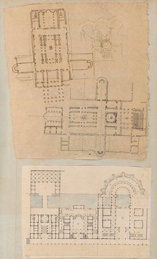 Page from a Scrapbook containing Drawings and Several Prints of Architecture, Inter..., ca. 1800-50. Creators: Workshop of Charles Percier, Workshop of Pierre François Léonard Fontaine.