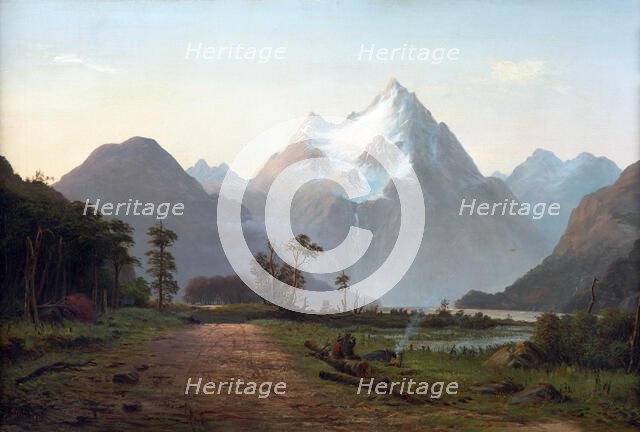 Two swaggers boiling a billy of tea, Milford Sound, 1886. Creator: John Gibb.