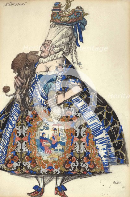 Costume design for the ballet "The Good-Humoured Ladies" by Scarlatti, 1916.