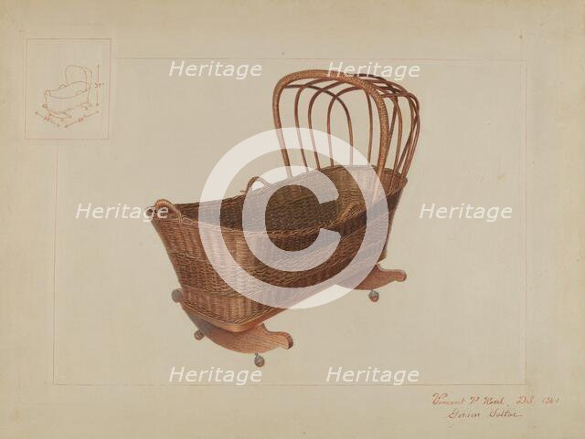 Wicker Cradle, c. 1937. Creator: Vincent P. Rosel.