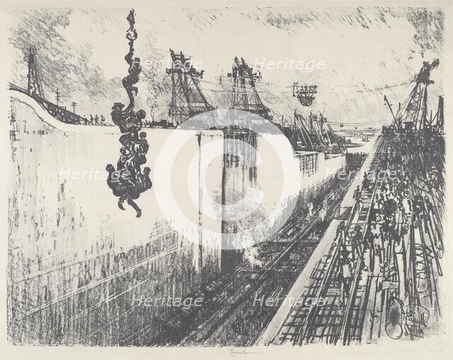 Dinner Time, Gatun Lock, 1912. Creator: Joseph Pennell.