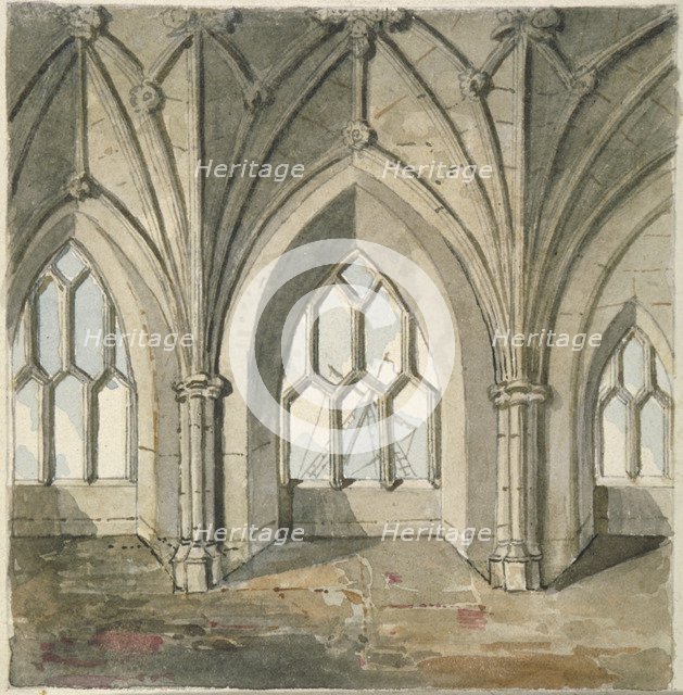 Interior of the crypt under St Thomas Chapel, London Bridge, 1758.            Artist: Anon