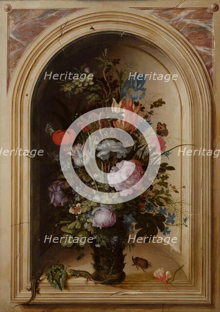 Vase of Flowers in a Stone Niche, 1615. Creator: Roelandt Savery.