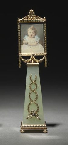 Imperial Framed Miniature: Portrait of Grand Duchess Olga Nicolaievna, 1896. Creator: House of Fabergé, (Russian, 1842-1918); Mikhail Evlampievich Perkhin (Russian, 1860-1903); Johannes Zehngraf (Russian, 1857-1908).