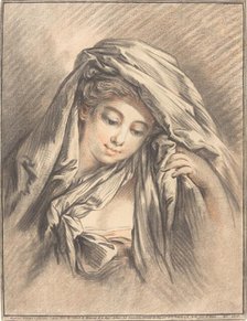 Young Woman with Her Head Covered, 1767. Creator: Gilles Demarteau.