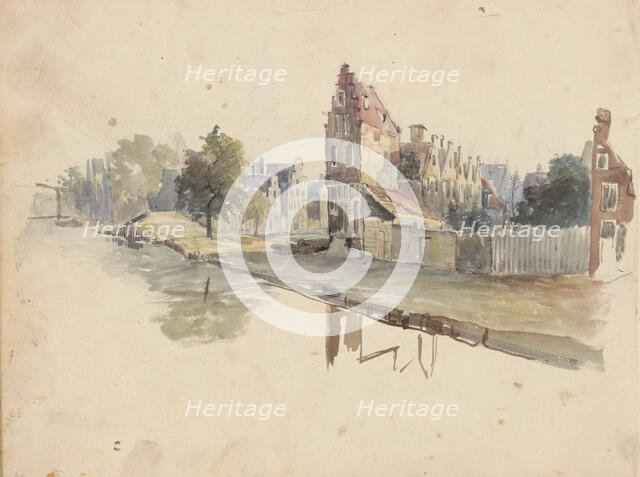 Houses on a quay, 1822-1893. Creator: Willem Troost II.