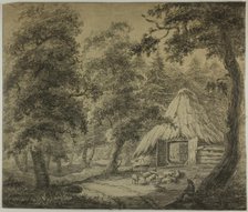 Thatched Hut in Woods with Shepherd and Sheep, n.d. Creator: Anthonie Waterloo.