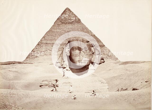 Untitled (Sphinx and Pyramid), c.1860. Creator: Felice Beato.