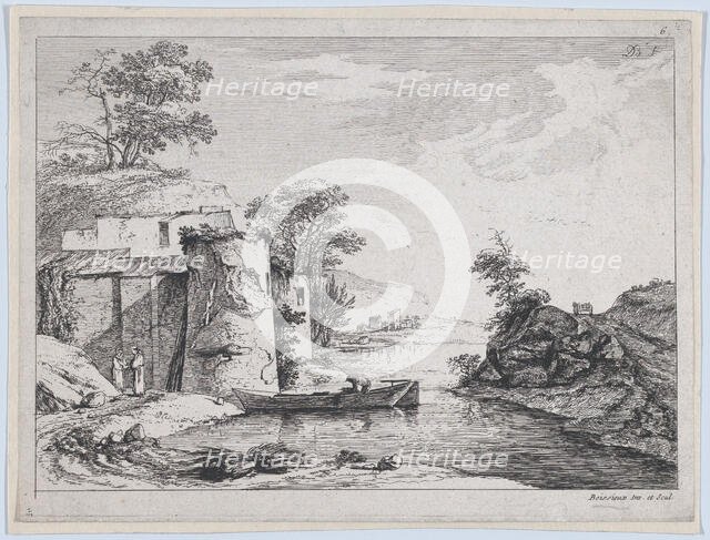 Old Towers on a River Bank, 1763. Creator: Jean-Jacques de Boissieu.