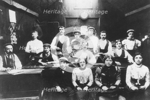 Jewish tailoring workshop in London's East End, c1910. Artist: Unknown