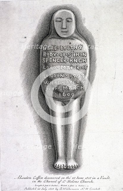 Leaden coffin of Sir John Spencer, St Helen, Bishopsgate, London, 1808. Artist: Anon