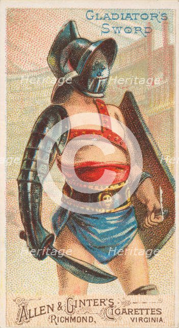 Gladiator's Sword, from the Arms of All Nations series (N3) for Allen & Ginter Cigarettes ..., 1887. Creator: Allen & Ginter.