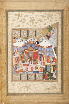 Rustam Approaching the Tents of King Kubad..., between 1550 and 1575. Creators: Unknown, Ferdowsi.