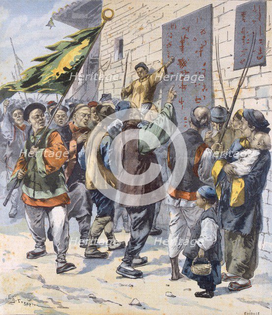 Death to the Foreigners from Le Petit Parisien,  15th July,  1900 (colour lithograph)