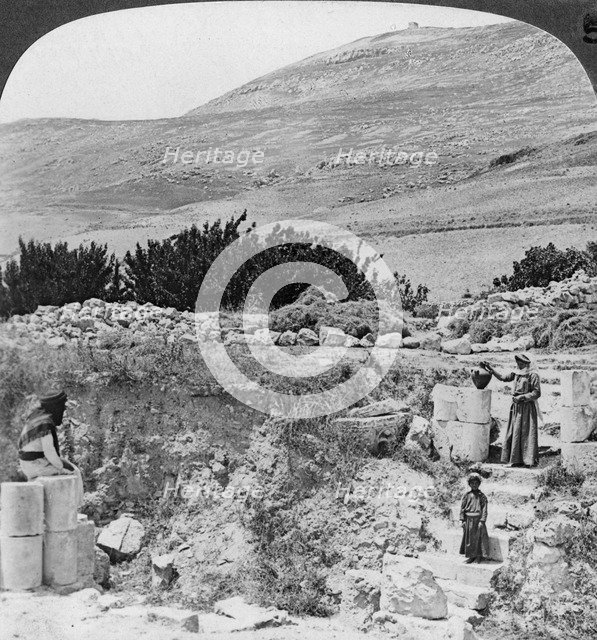 Steps leading to Jacob's well, looking northwest, Palestine (Israel), 1905.Artist: Underwood & Underwood