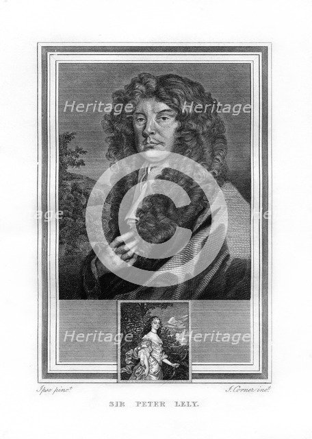 Sir Peter Lely, Dutch-born English Baroque era painter, (1825).Artist: John Corner