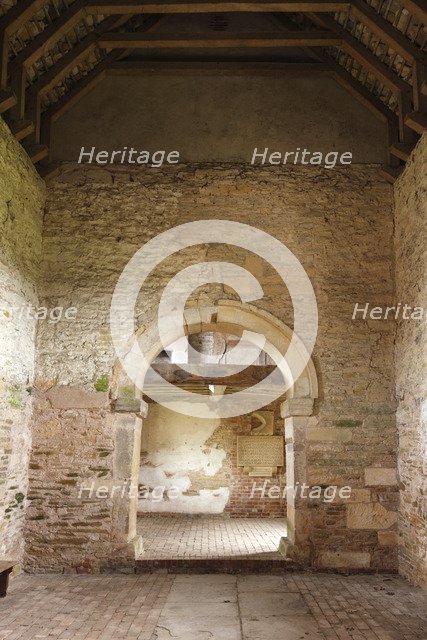 Interior of Odda's Chapel, Deerhurst, Gloucestershire, 2010.