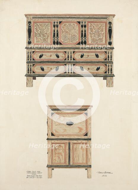 Tulip and Sunflower Chest, 1936. Creator: Harold Merriam.